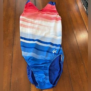 Red white and blue GK gymnastics leotard